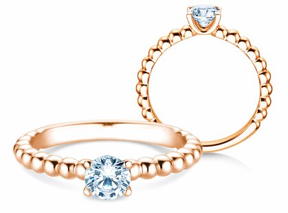 Verlobungsring Classic Beads in 14K Roségold mit Diamant 0,50ct H/SI