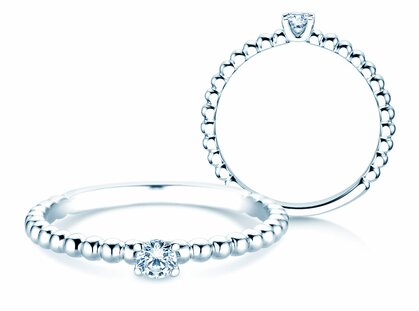 Verlobungsring Classic Beads in Silber 925/- mit Diamant 0,10ct G/SI
