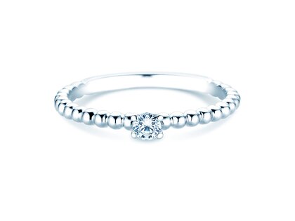 Verlobungsring Classic Beads in Silber 925/- mit Diamant 0,10ct H/SI