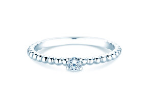 Verlobungsring Classic Beads in Silber 925/- mit Diamant 0,10ct H/SI