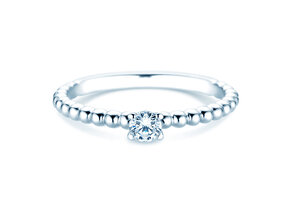 Verlobungsring Classic Beads in 14K Weißgold mit Labordiamant 0,15ct E/VS