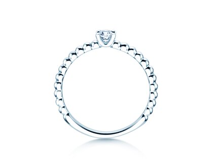 Verlobungsring Classic Beads in 14K Weißgold mit Labordiamant 0,15ct E/VS