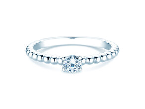 Verlobungsring Classic Beads in 9K Weißgold mit Diamant 0,25ct H/SI