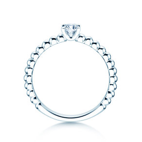 Verlobungsring Classic Beads in 9K Weißgold mit Diamant 0,25ct H/SI