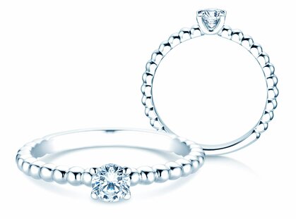 Verlobungsring Classic Beads in 14K Weißgold mit Diamant 0,30ct G/SI