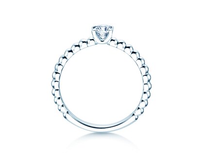 Verlobungsring Classic Beads in 9K Weißgold mit Diamant 0,30ct H/SI