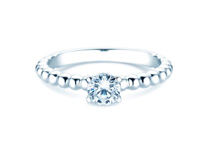 Verlobungsring Classic Beads in 9K Weißgold mit Labordiamant 0,50ct E/VS