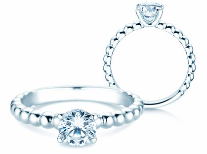 Verlobungsring Classic Beads in 14K Weißgold mit Labordiamant 0,75ct D/IF