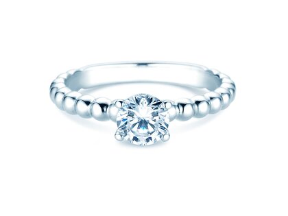 Verlobungsring Classic Beads in 14K Weißgold mit Labordiamant 0,75ct E/VS
