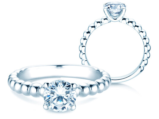 Verlobungsring Classic Beads in 18K Weißgold mit Diamant 2,00ct H/SI