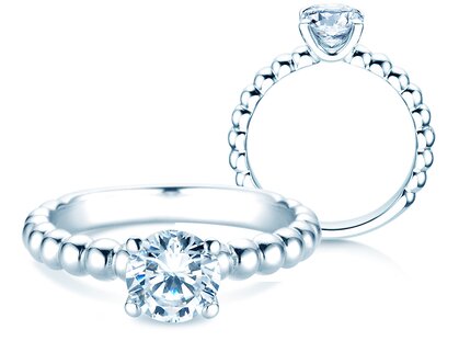 Verlobungsring Classic Beads in 9K Weißgold mit Diamant 1,00ct H/SI