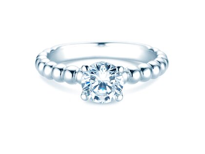 Verlobungsring Classic Beads in 14K Weißgold mit Labordiamant 1,00ct E/VS
