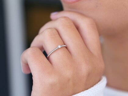 Verlobungsring Classic Beads in Silber 925/- mit Diamant 0,05ct G/SI