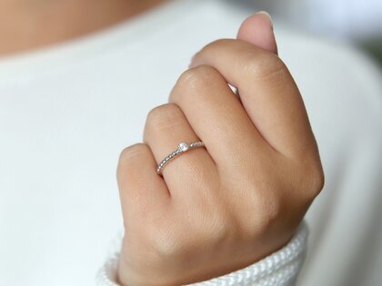 Verlobungsring Classic Beads in Silber 925/- mit Diamant 0,10ct H/SI