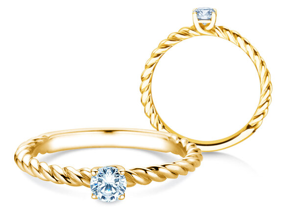 Verlobungsring Classic Loop in 14K Gelbgold mit Labordiamant 0,25ct E/VS