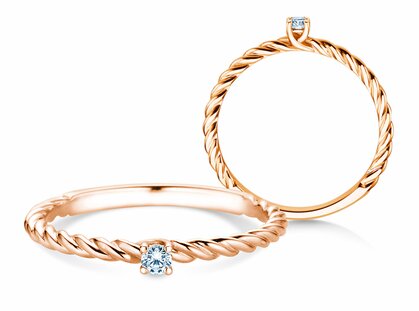 Verlobungsring Classic Loop in 14K Roségold mit Diamant 0,05ct G/SI