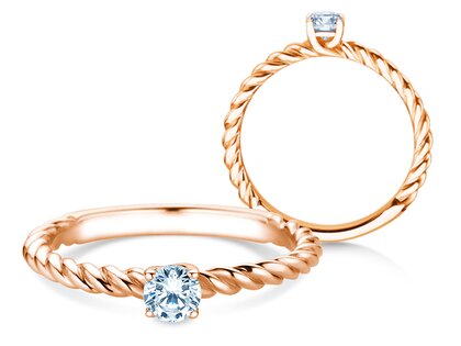Verlobungsring Classic Loop in 9K Roségold mit Diamant 0,25ct H/SI