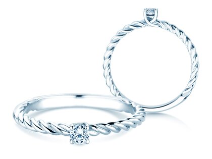 Verlobungsring Classic Loop in 9K Weißgold mit Diamant 0,10ct H/SI