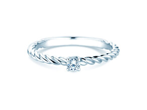Verlobungsring Classic Loop in 9K Weißgold mit Diamant 0,10ct H/SI
