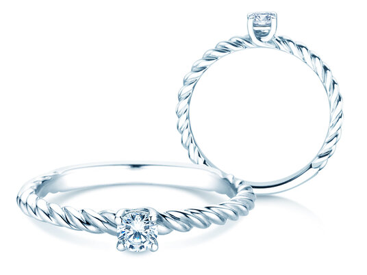 Verlobungsring Classic Loop in Silber 925/- mit Labordiamant 0,15ct E/VS