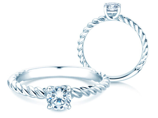 Verlobungsring Classic Loop in 9K Weißgold mit Diamant 0,50ct H/SI