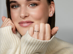 Verlobungsring Compass in 14K Roségold mit Diamant 0,15ct G/SI