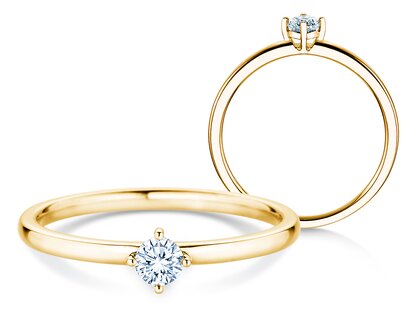 Verlobungsring Compass in 14K Gelbgold mit Diamant 0,15ct G/SI