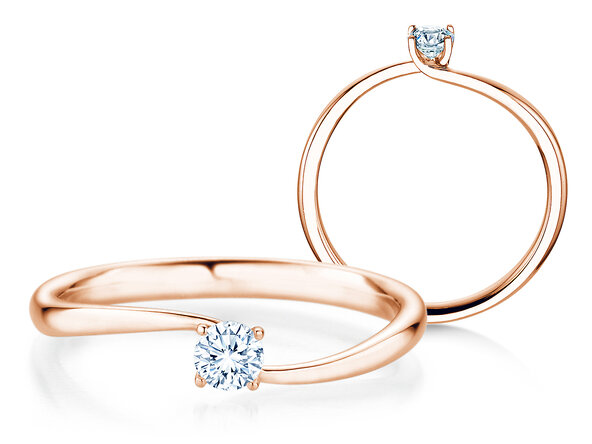 Verlobungsring Devour in 9K Roségold mit Labordiamant 0,15ct E/VS