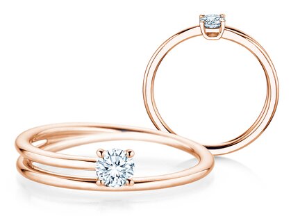 Verlobungsring Eclipse in 9K Roségold mit Diamant 0,25ct H/SI