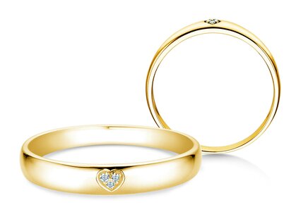 Verlobungsring Heart Petite in 14K Gelbgold mit Diamanten 0,02ct G/SI