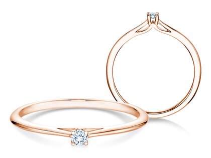 Verlobungsring Heaven 4 in 9K Roségold mit Diamant 0,05ct G/SI
