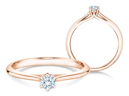 Verlobungsring Heaven 6 in 9K Roségold mit Diamant 0,20ct G/SI