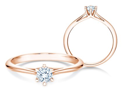 Verlobungsring Heaven 6 in 9K Roségold mit Diamant 0,25ct H/SI