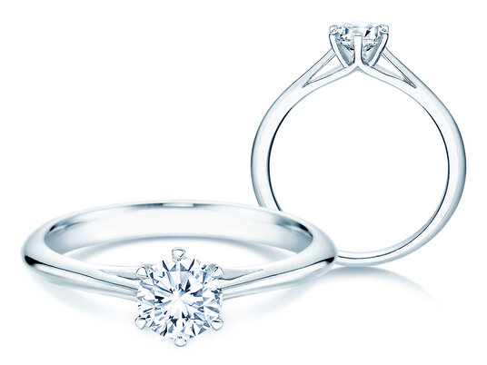 Verlobungsring Heaven 6 in 18K Weißgold mit Diamant 0,50ct D/IF
