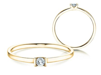 Verlobungsring Love in 14K Gelbgold mit Diamant 0,07ct G/SI