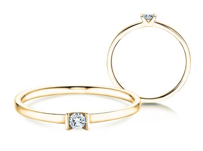 Verlobungsring Love in 14K Gelbgold mit Diamant 0,04ct