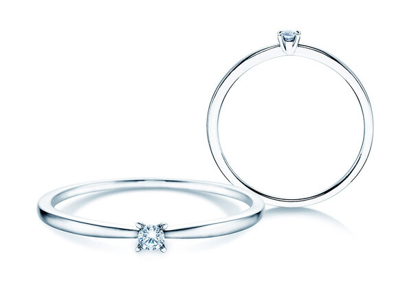 Verlobungsring Modern Petite in 14K Weißgold mit Diamant 0,05ct G/SI
