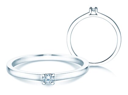 Verlobungsring Modern in 14K Weißgold mit Diamant 0,05ct H/SI