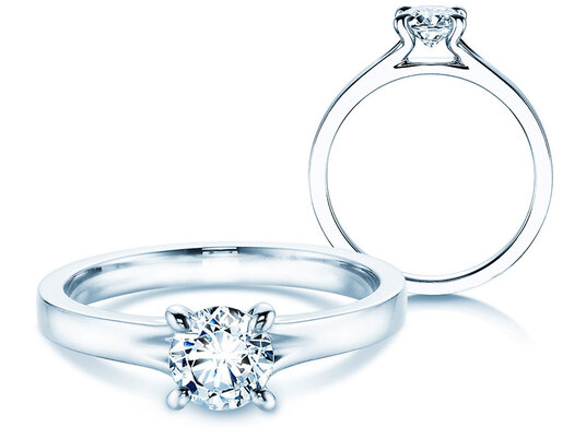 Verlobungsring Modern in 14K Weißgold mit Diamant 0,50ct H/SI
