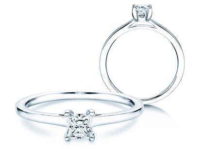 Verlobungsring Princess in 18K Weißgold mit Diamant 0,35ct G/SI