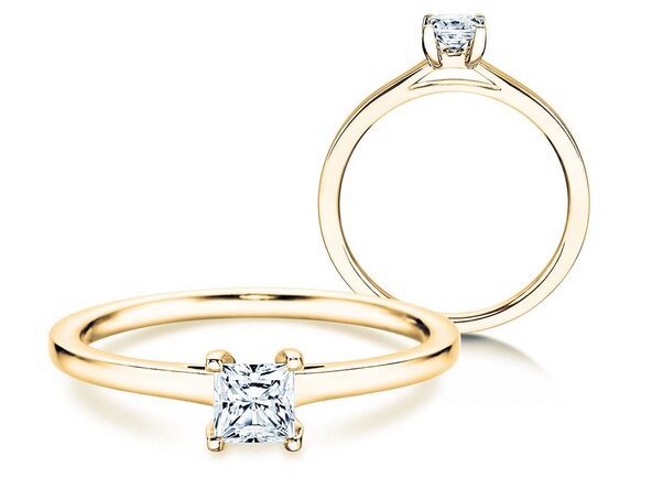 Verlobungsring Princess in 18K Gelbgold mit Diamant 0,35ct G/SI