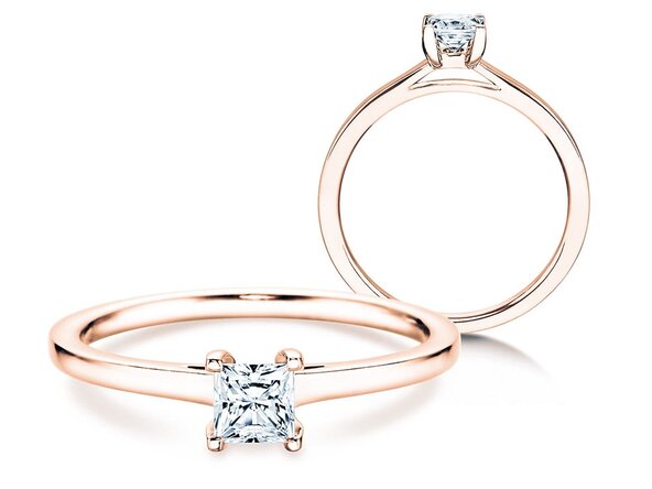 Verlobungsring Princess in 18K Roségold mit Diamant 0,35ct G/SI