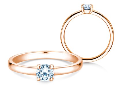 Verlobungsring Pure in 14K Roségold mit Diamant 0,30ct H/SI