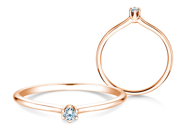 Verlobungsring Royal in 9K Roségold mit Diamant 0,05ct H/SI
