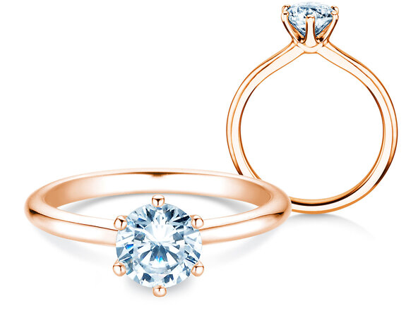 Verlobungsring Royal in 9K Roségold mit Diamant 1,00ct H/SI