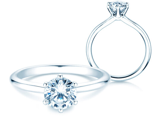 Verlobungsring Royal in 18K Weißgold mit Labordiamant 2,00ct D/IF