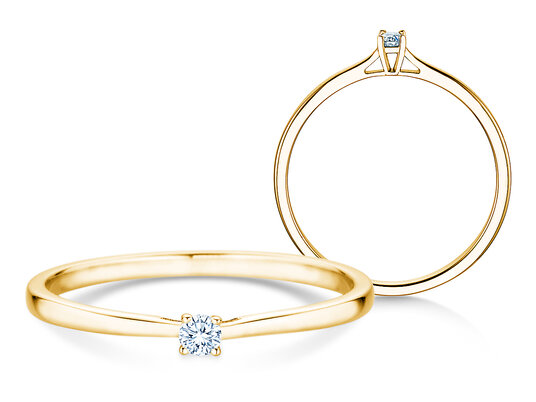 Verlobungsring Surprise in 14K Gelbgold mit Diamant 0,05ct H/SI