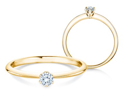 Verlobungsring The One in 14K Gelbgold mit Labordiamant 0,15ct D/IF