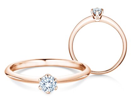 Verlobungsring The One in 9K Roségold mit Diamant 0,25ct H/SI