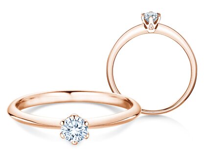 Verlobungsring The One in 9K Roségold mit Diamant 0,25ct H/SI